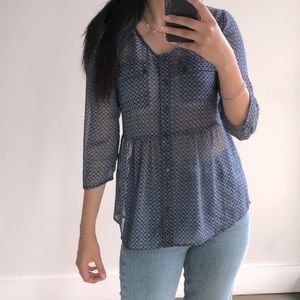 Sheer blue floral blouse